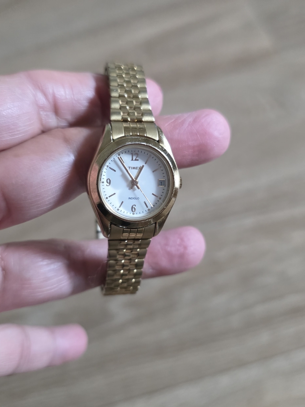 Indiglo Timex Gold and White Ladies Bracelet Watch